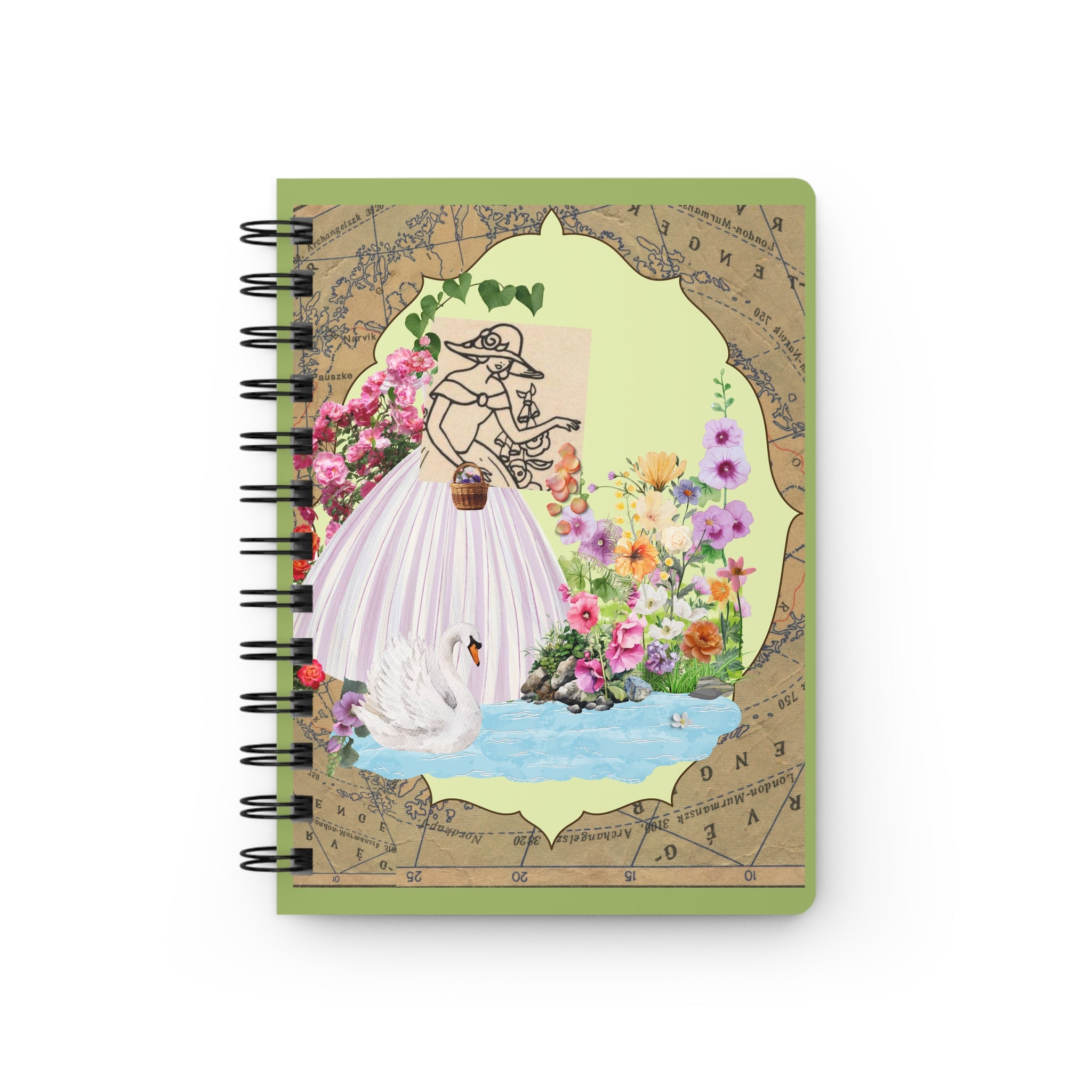 Victorian Garden Spiral Notebook — Floral Lady Illustration Journal