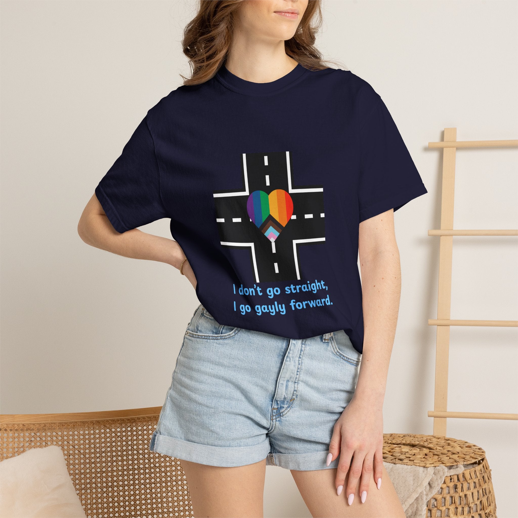 T-shirt in a Rainbow of Colors "I don't go straight, I go gayly forward" LGBTQ+ Pride Gay Lesbian Bisexual shirt WOMAN OWNED BUSINESS