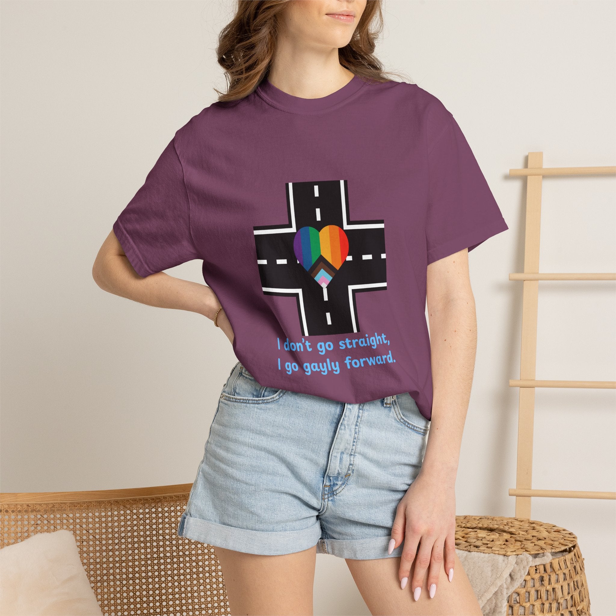 T-shirt in a Rainbow of Colors "I don't go straight, I go gayly forward" LGBTQ+ Pride Gay Lesbian Bisexual shirt WOMAN OWNED BUSINESS