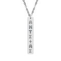 ANTI AI Engraved Vertical Bar Statement Necklace with Vertical Design 1" pendant with small star