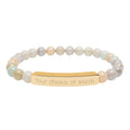 Custom Engravable Natural Stone Bead Bracelet — Personalized Bar Stretch Bracelet - YOU CHOOSE THE WORDS or PHRASE