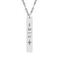 Anti AI Engraved Vertical Bar Necklace — Customize the Symbol - AI Ain't IT Pendant