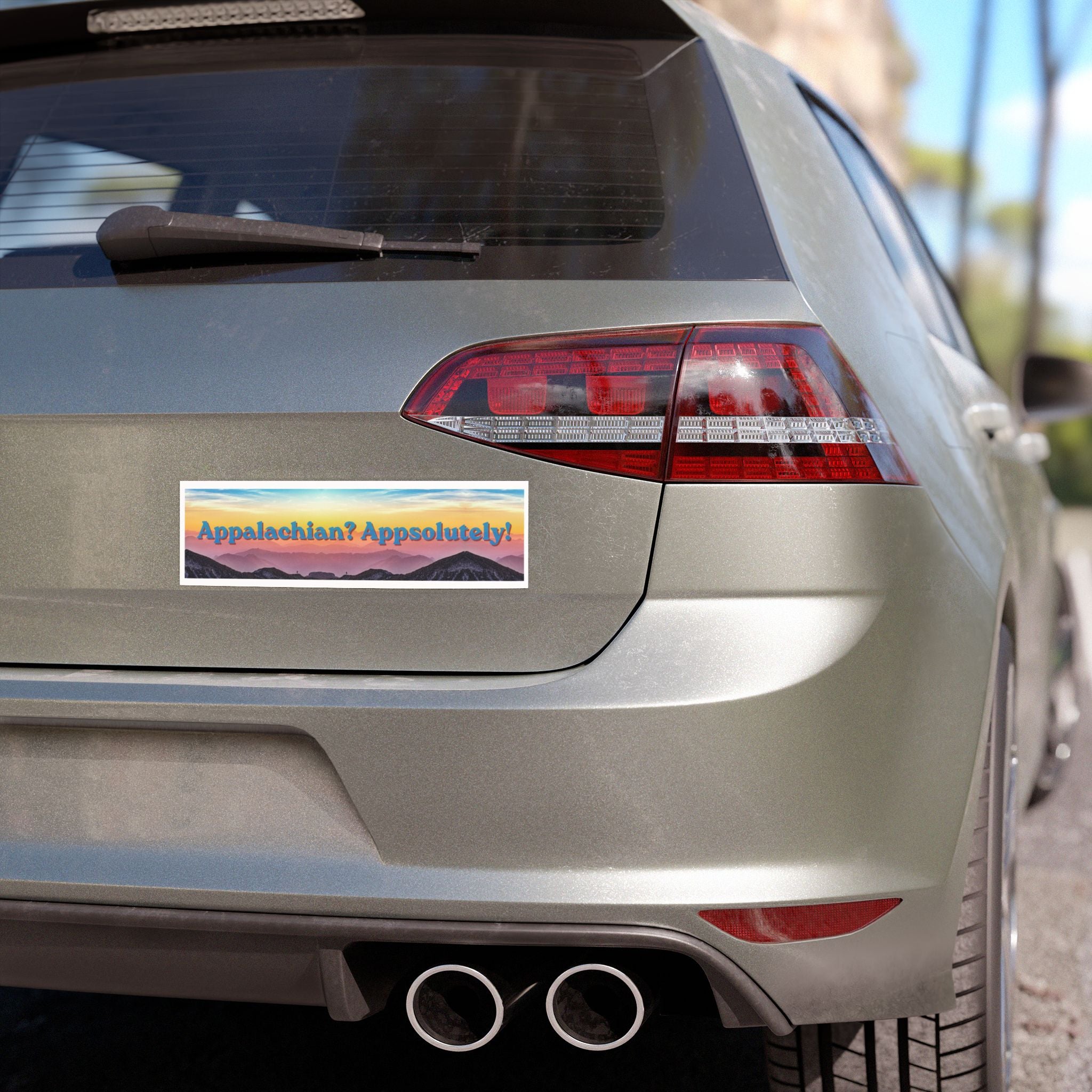 "Appalachian? Appsolutely!" - Proud Appalachian Car Magnet with Mountain Scenery - Support a Female-Owned Business