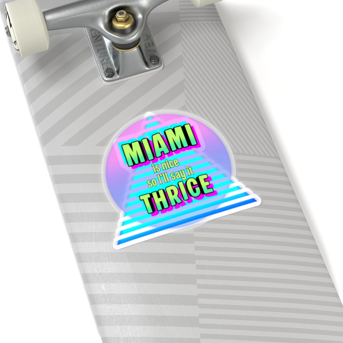 Miami is Nice, I'll Say it Thrice Retro Sticker inspired by our girls from the classic tv show from the 80s — Vaporwave Kiss-Cut Decal