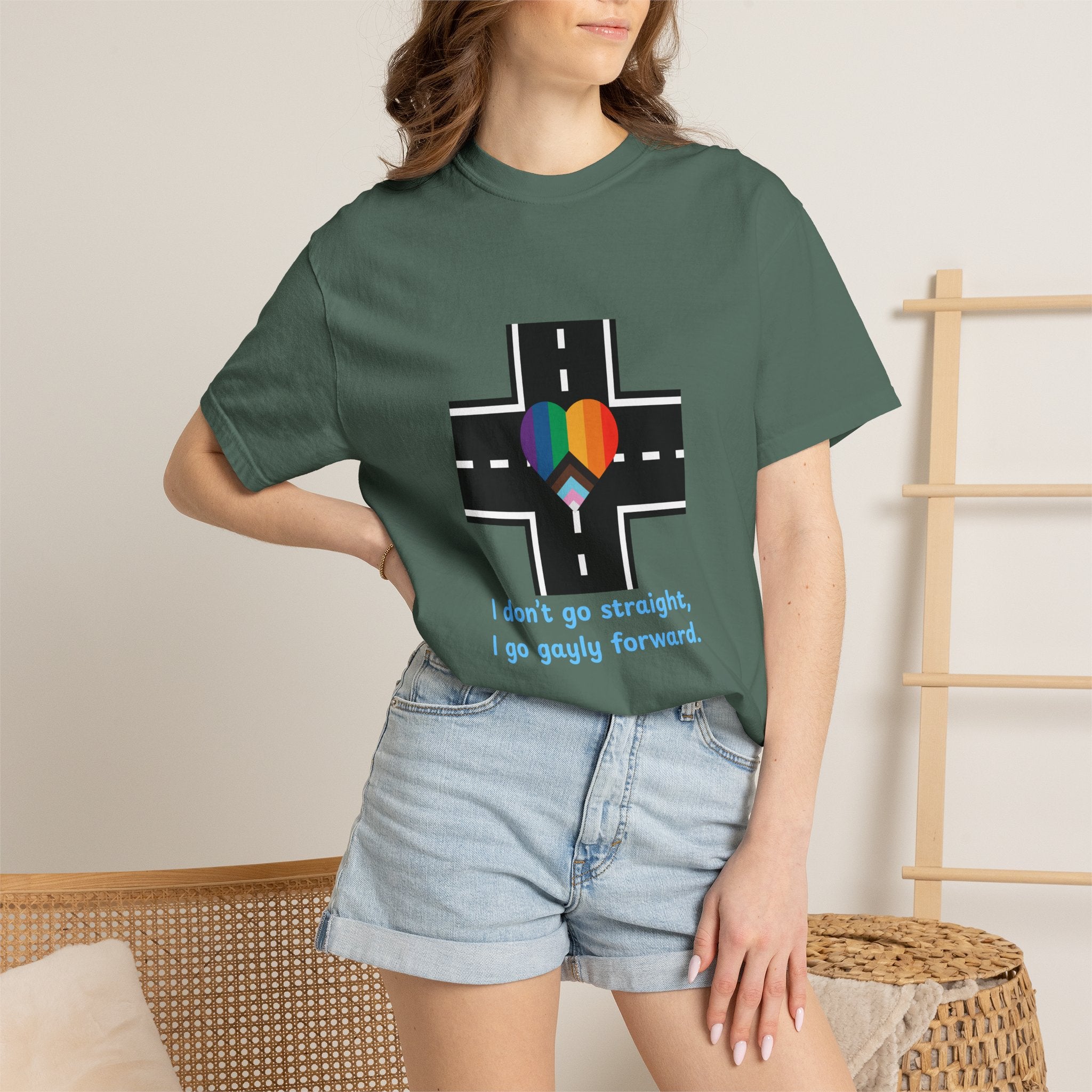 T-shirt in a Rainbow of Colors "I don't go straight, I go gayly forward" LGBTQ+ Pride Gay Lesbian Bisexual shirt WOMAN OWNED BUSINESS