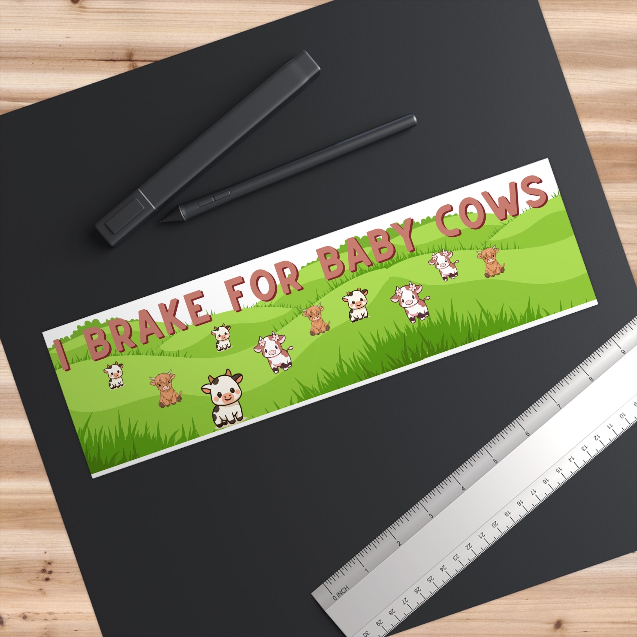 I Brake for Baby Cows Bumper Sticker — Cute Cow Lover Car Decal Vehicle Stickers for Farmers and People who love Animals - Vegetarian, Vegan, Pescatarian, animal lover