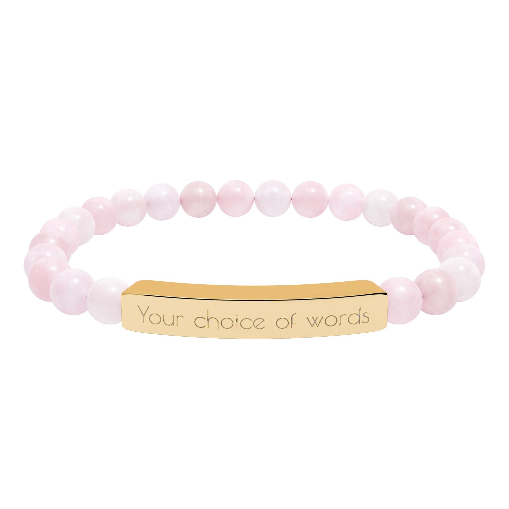 Custom Engravable Natural Stone Bead Bracelet — Personalized Bar Stretch Bracelet - YOU CHOOSE THE WORDS or PHRASE