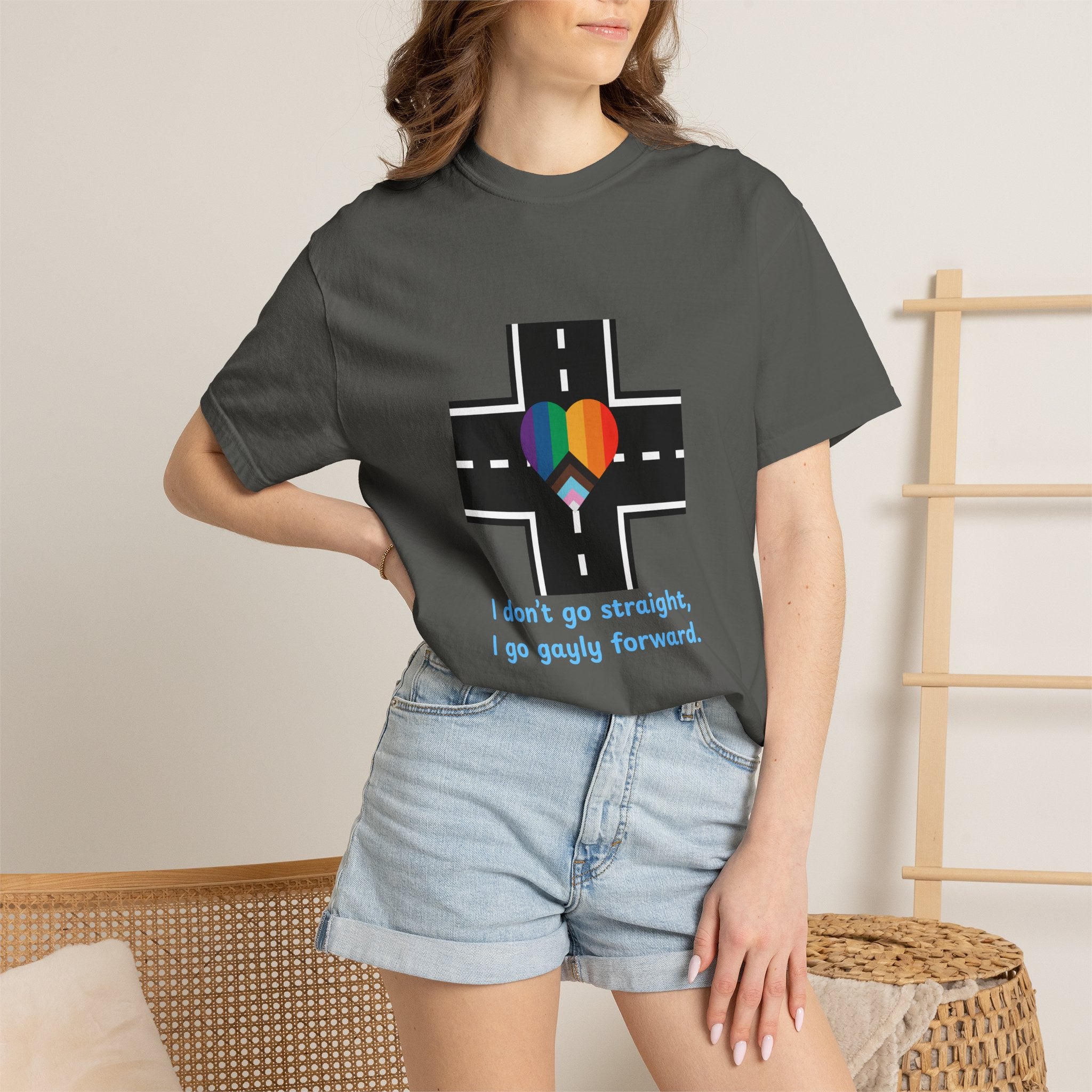 T-shirt in a Rainbow of Colors "I don't go straight, I go gayly forward" LGBTQ+ Pride Gay Lesbian Bisexual shirt WOMAN OWNED BUSINESS
