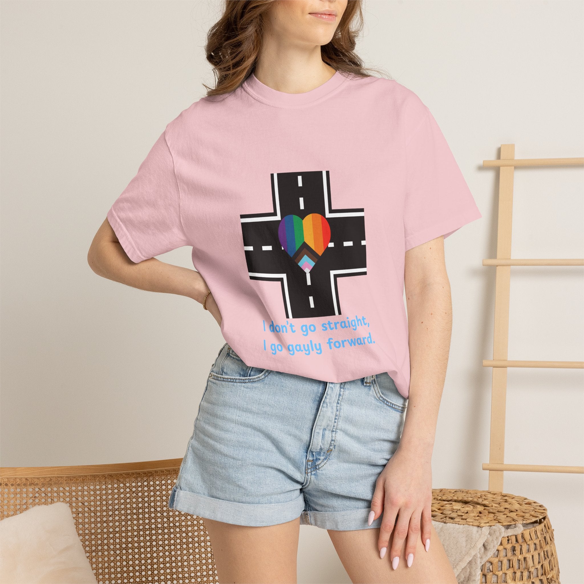 T-shirt in a Rainbow of Colors "I don't go straight, I go gayly forward" LGBTQ+ Pride Gay Lesbian Bisexual shirt WOMAN OWNED BUSINESS