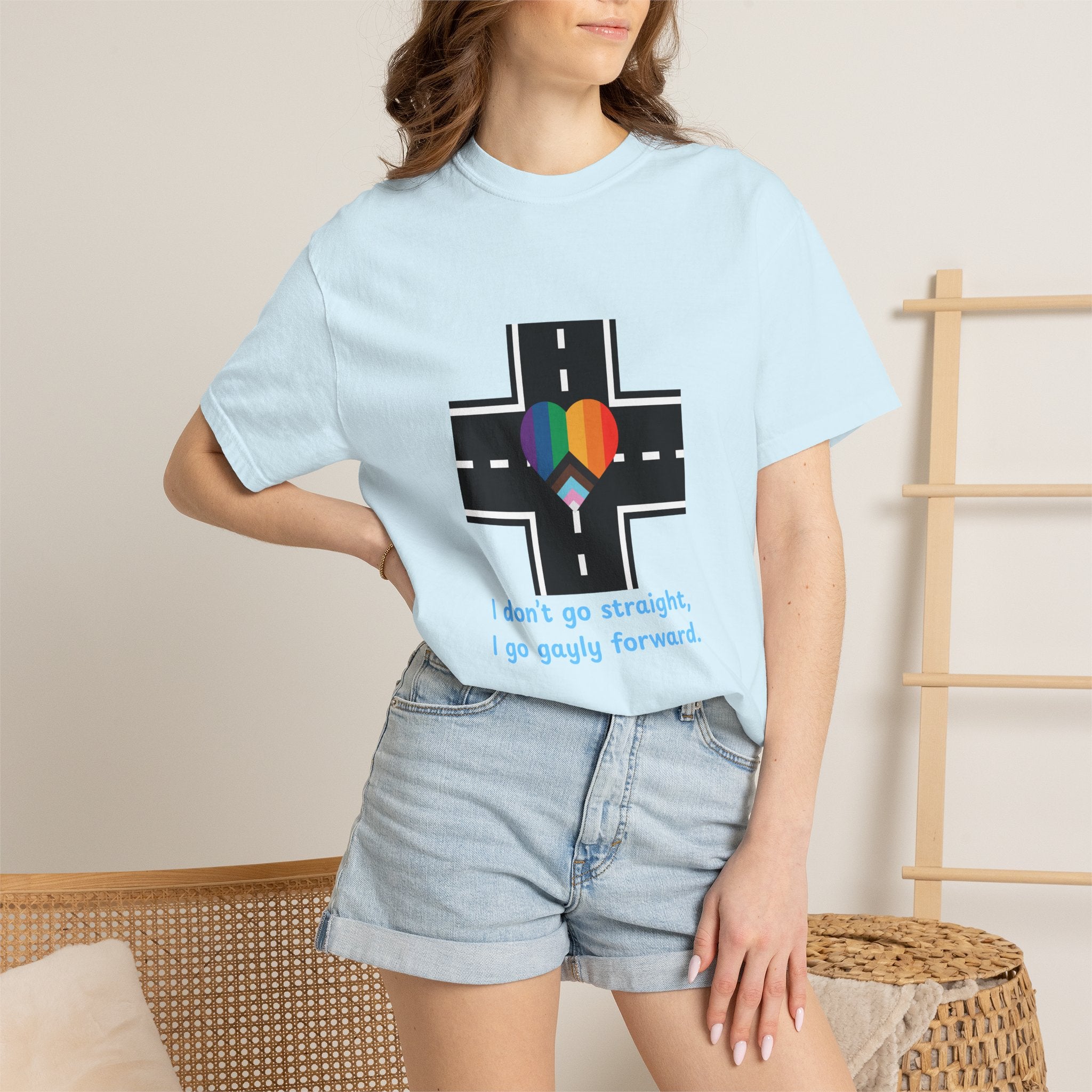 T-shirt in a Rainbow of Colors "I don't go straight, I go gayly forward" LGBTQ+ Pride Gay Lesbian Bisexual shirt WOMAN OWNED BUSINESS