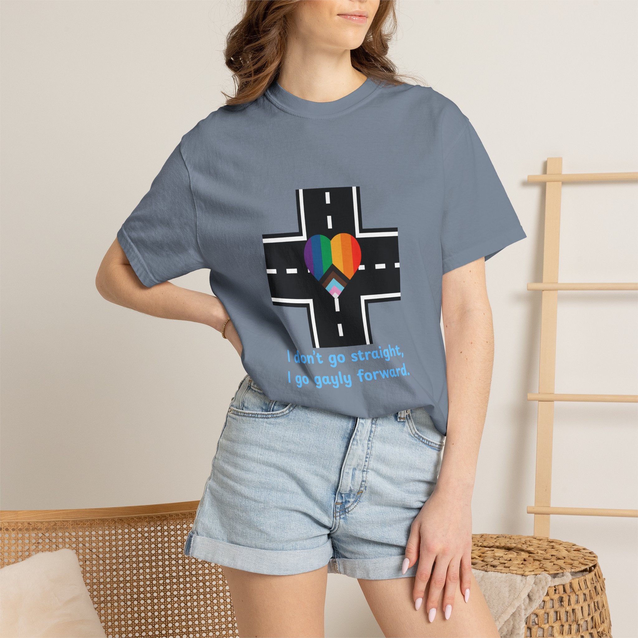 T-shirt in a Rainbow of Colors "I don't go straight, I go gayly forward" LGBTQ+ Pride Gay Lesbian Bisexual shirt WOMAN OWNED BUSINESS